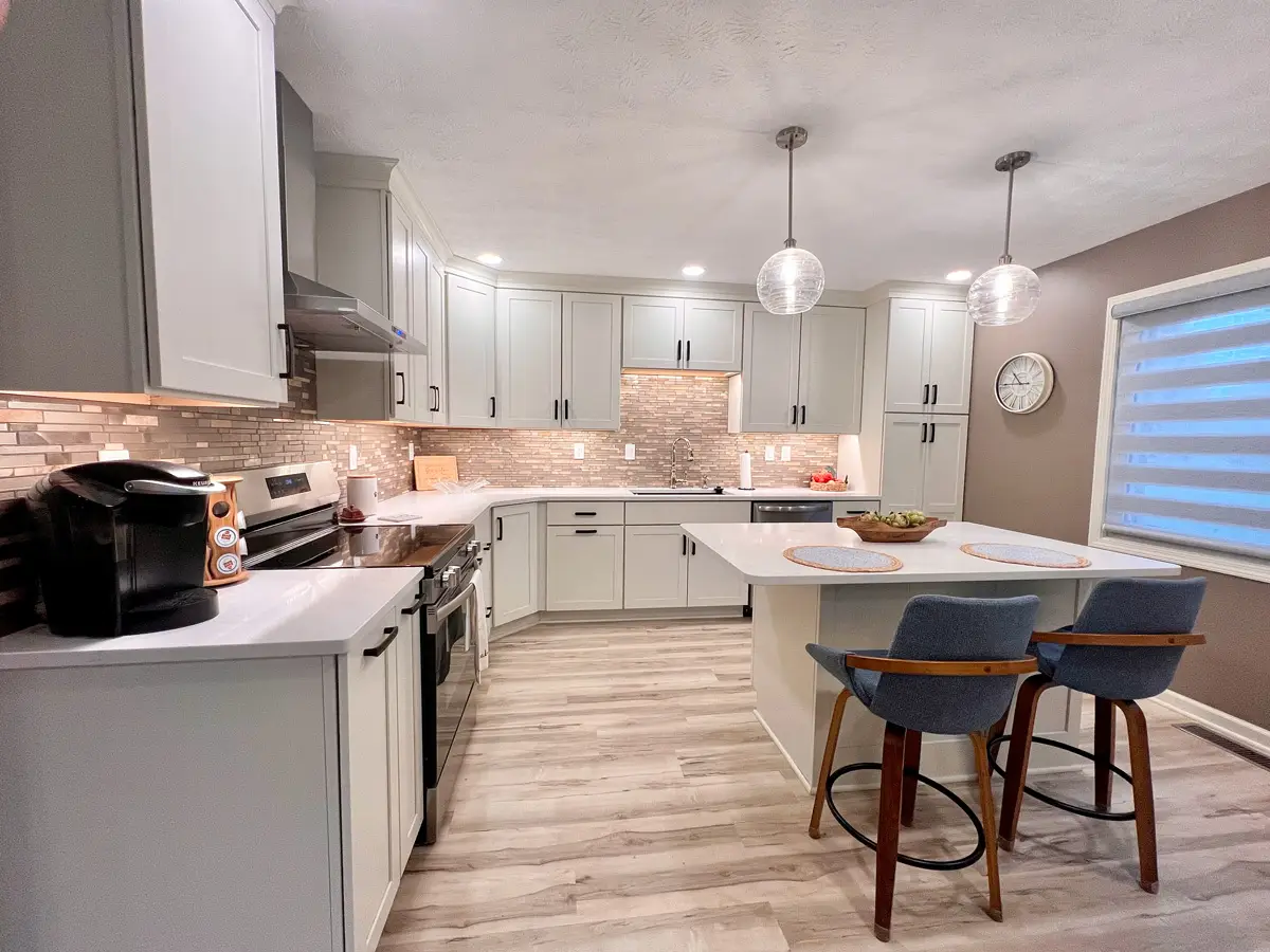 open concept kitchen remodel in North Ridgeville with quartz countertop
