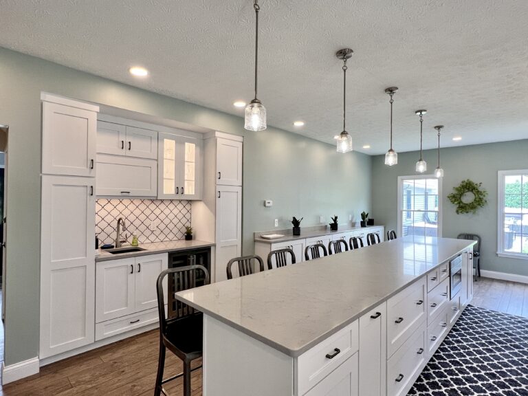 open concept kitchen remodel in Olmsted Falls with quartz countertops