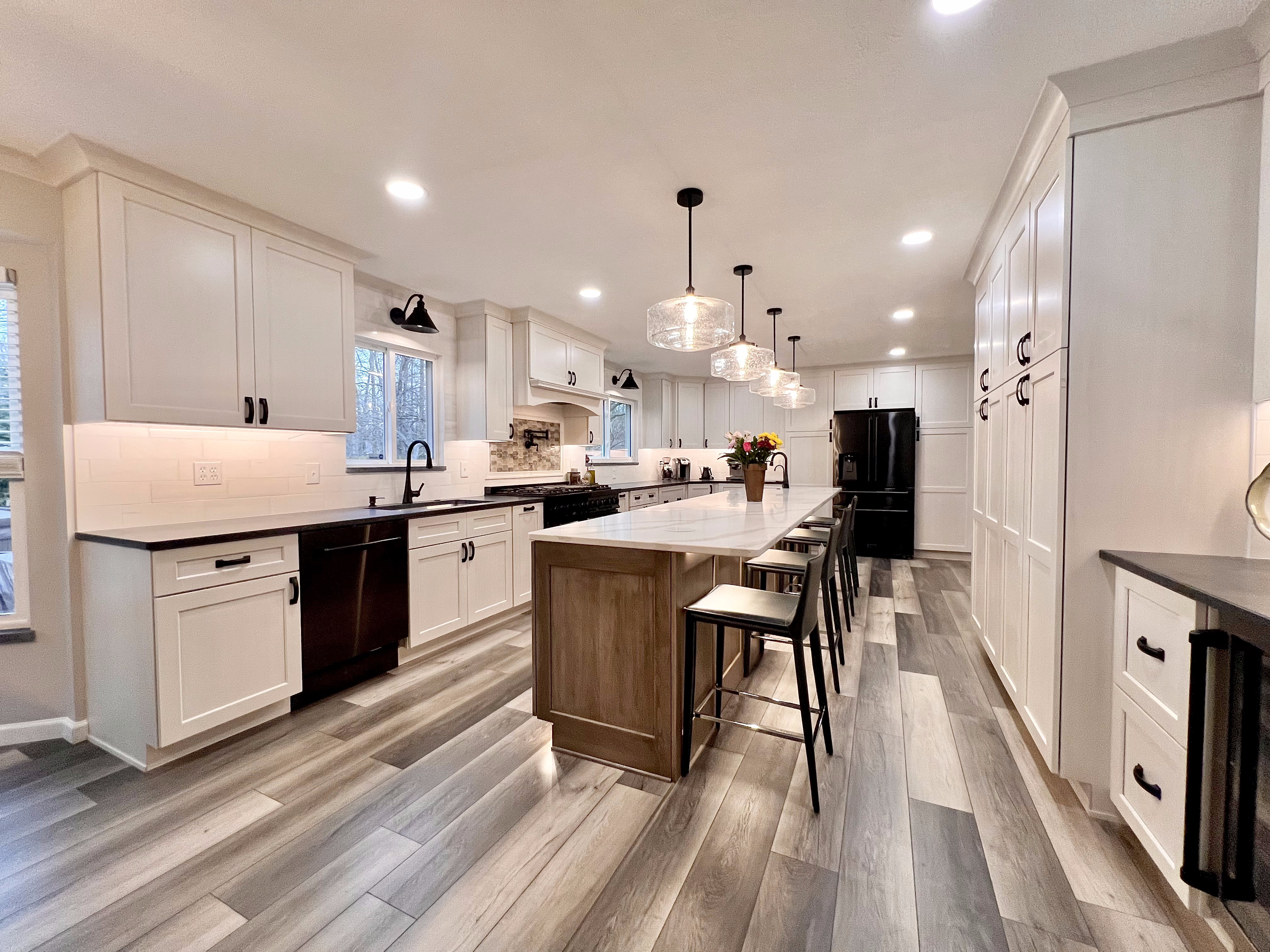 open concept kitchen remodel in Westlake with quartz countertops
