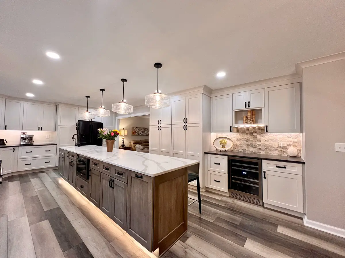 open concept kitchen in Westlake with quartz countertops
