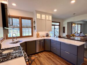 open concept kitchen whole house in Olmsted Falls with quartz countertops