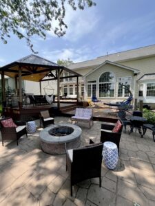 deck patio with fire pit remodel in Olmsted Falls