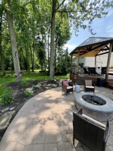 deck patio with fire pit remodel in Olmsted Falls