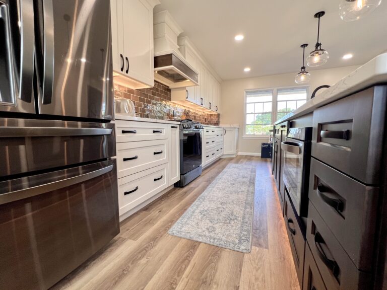 open concept kitchen remodel in Columbia Station with quartz countertops