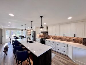 open concept kitchen remodel in Columbia Station with quartz countertops