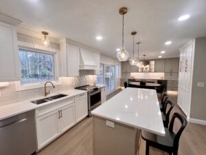 open concept kitchen remodel in Westlake with quartz countertops