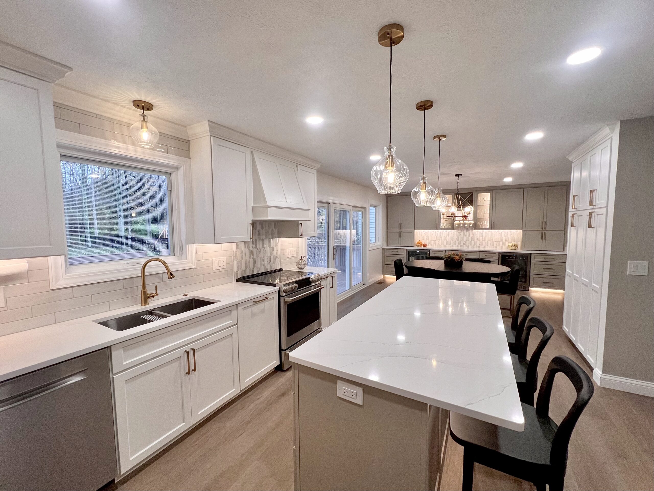 open concept kitchen remodel in Westlake with quartz countertops