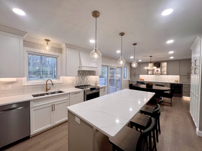 open concept kitchen remodel in Westlake with quartz countertops