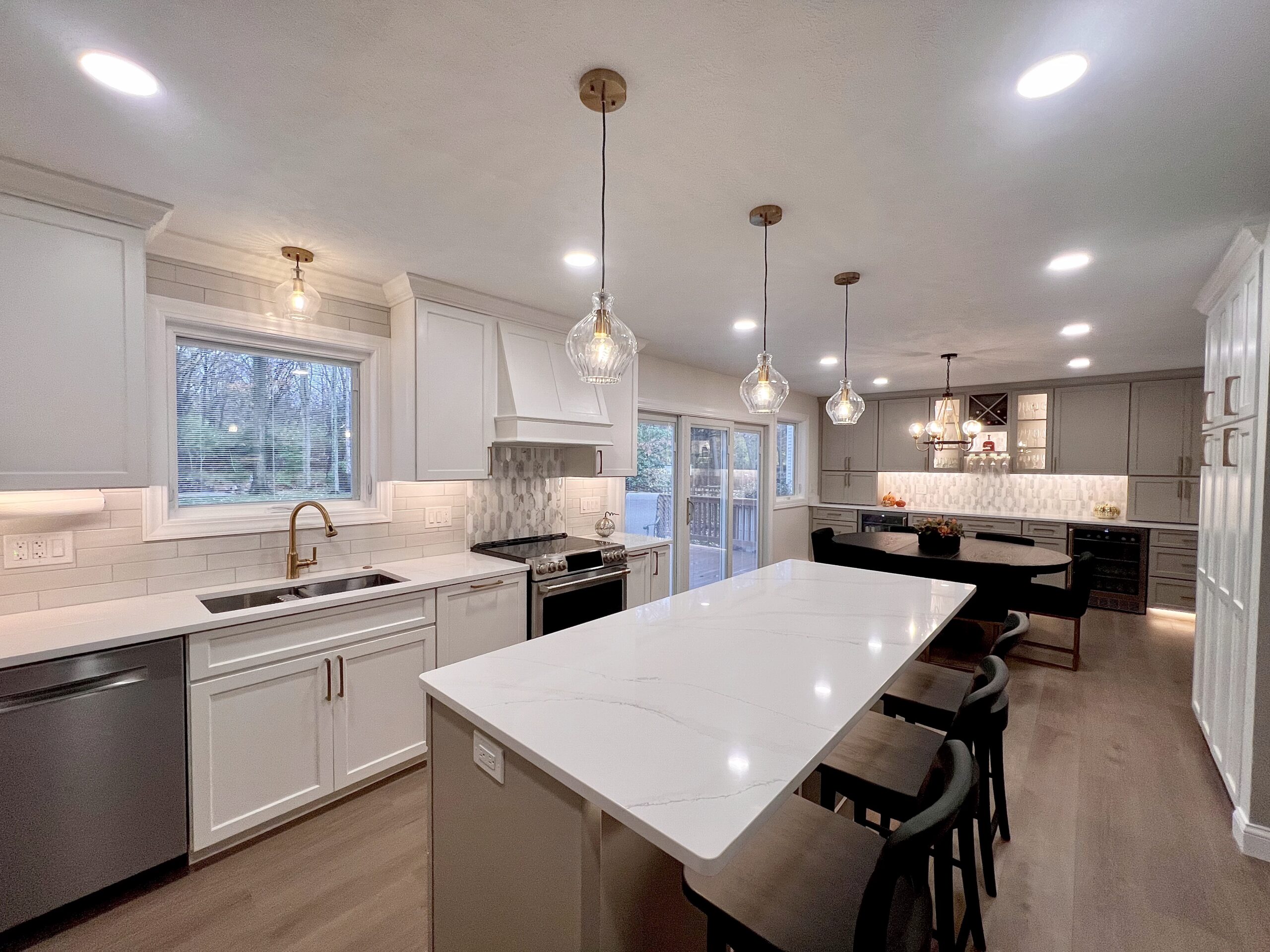 open concept kitchen remodel in Westlake with quartz countertops