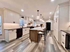 open concept kitchen remodel in Westlake with quartz countertops